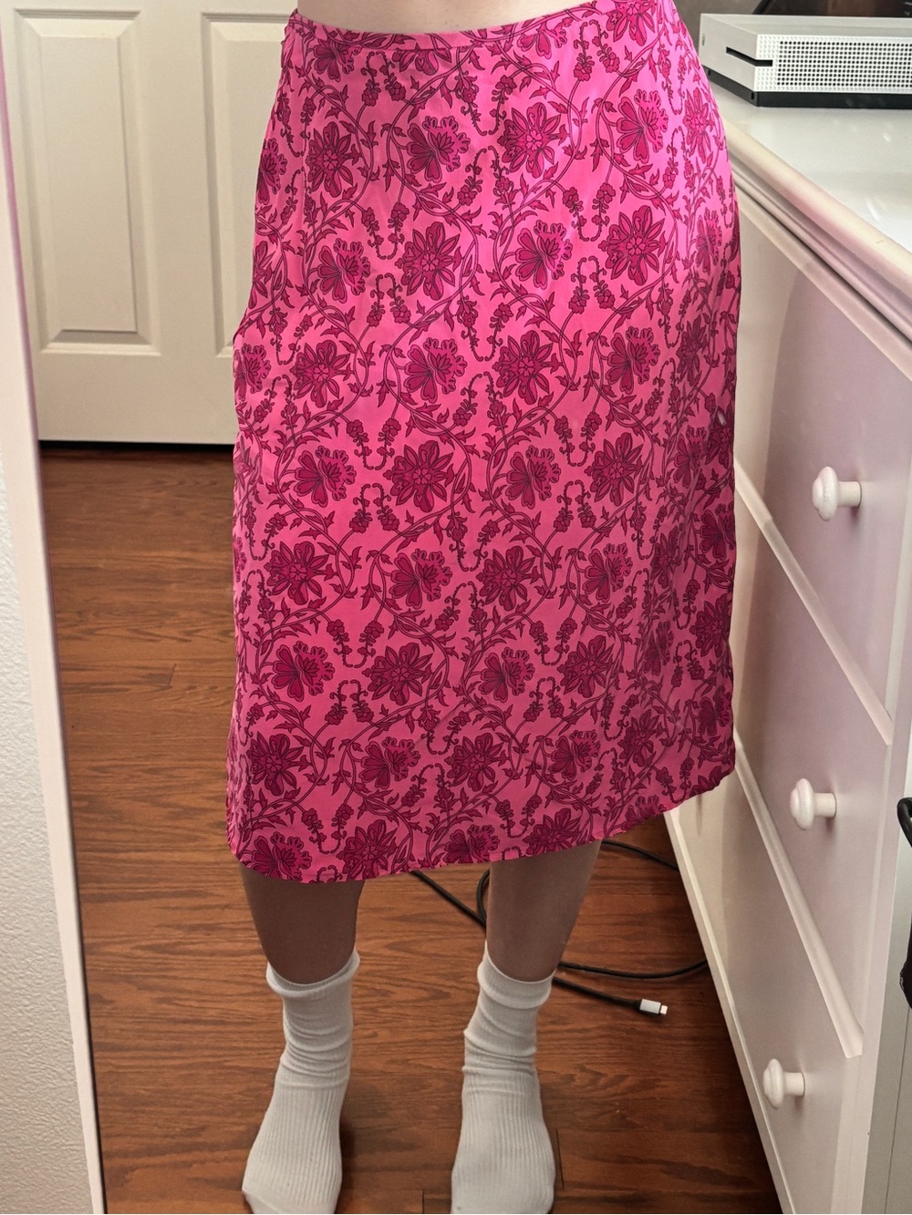 Women’s Pink Floral Midi Skirt